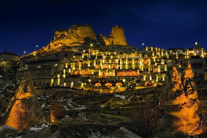 Cappadocia Sunset and Night Tour with Dinner - Ortahisar Castle at night: a compact stop with strong payoff