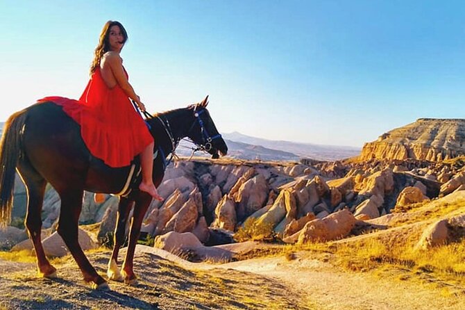 Horse Riding in Cappadocia in fairy chimeys - Red Valley: top views, picture break, and Cross Church Cafe rest